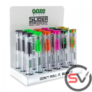 OOZE SLIDER GLASS BLUNT DISPLAY - ASSORTED COLORS - 18CT